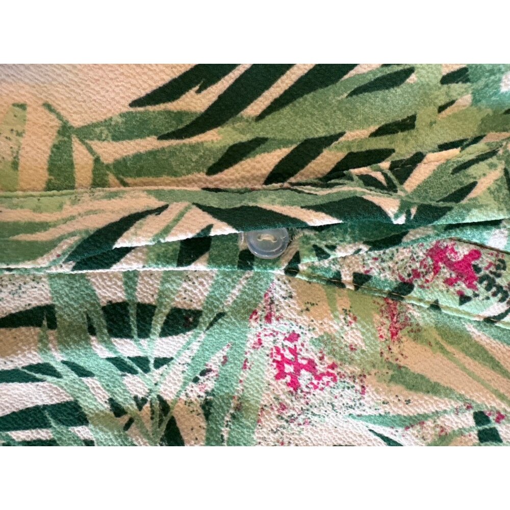 Mandee Sleeveless Blouse Women’s 1XL Tropical Leaf Print Green Resort Summer Top - Picture 3 of 11